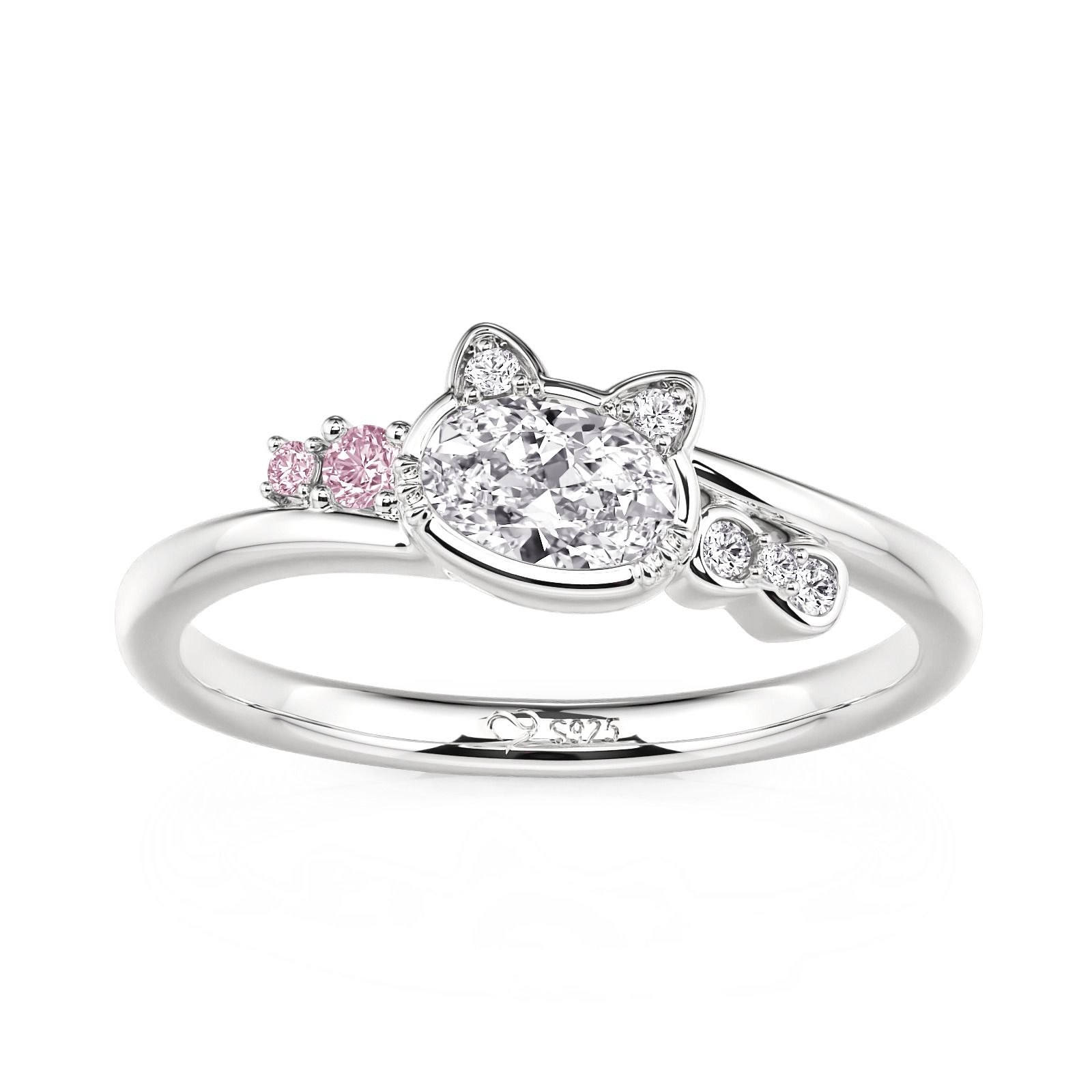 Jeulia Minimalist Bypass Cat Ring with Bow Knot Sterling Silver