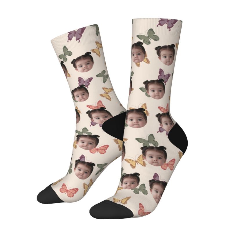Chaussettes à visages personnalisées imprimées en 3D avec des photos d'enfants Cadeau pour maman