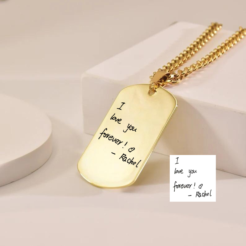 Personalized Dog Tag Necklace Customized Handwritten Photo Warm Gift