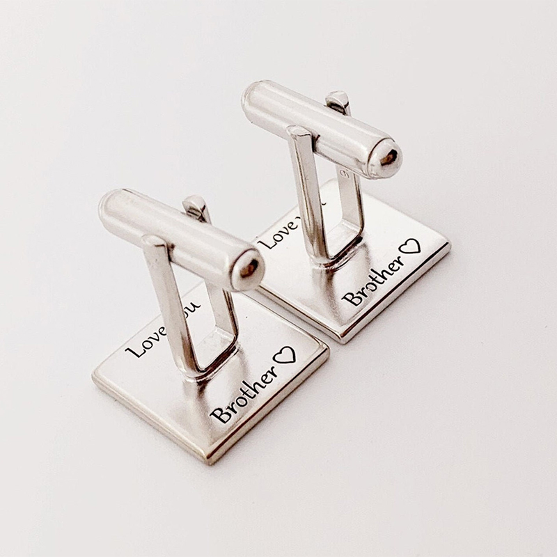 Personalized Custom Square Cufflink Fingerprint Engraving Unique Design Meaningful Gift for Him