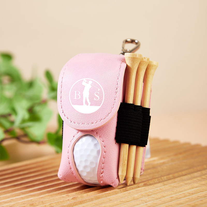 Personalized Golf Ball Bag Custom Lettering Golf Label Leather Storage Bag for Boyfriend