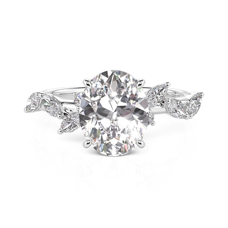 Jeulia Oval Cut Cluster Engagement Ring Sterling Silver