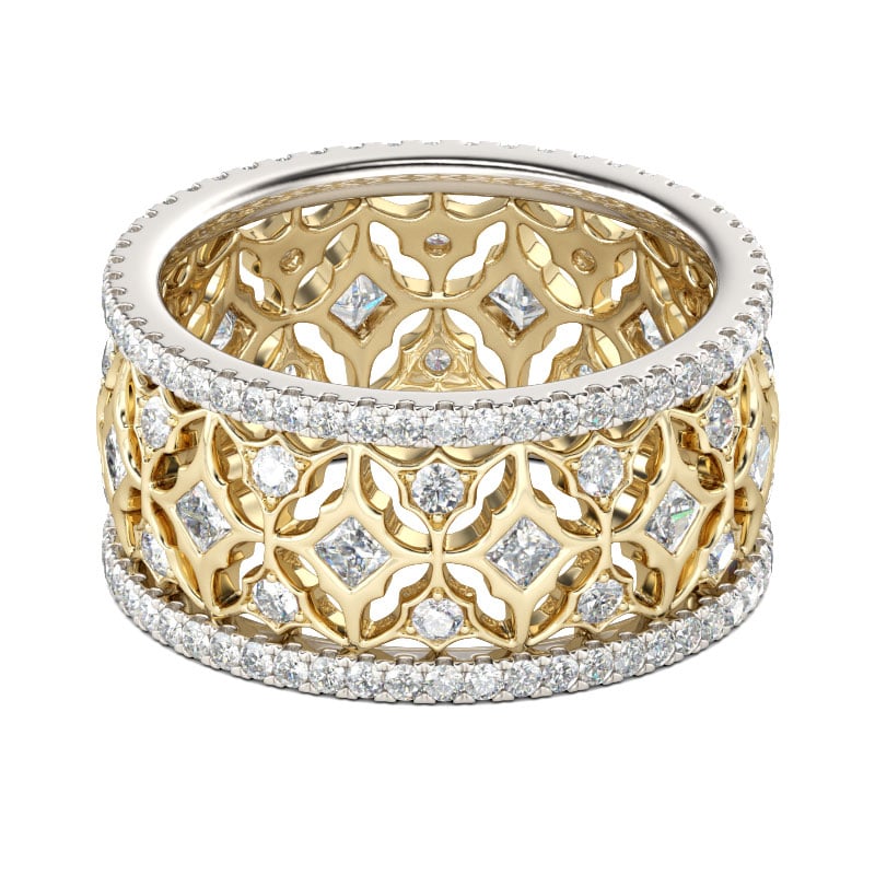 Classic Two Tone Women's Band In Yellow Gold Sterling Silver