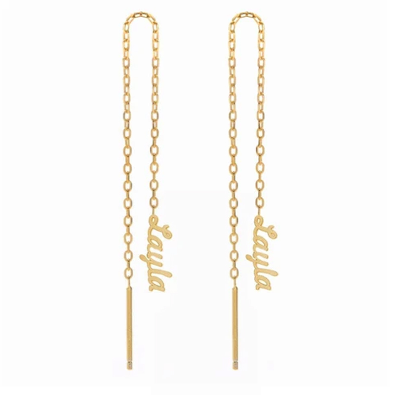 揺れる ネーム ロング ピアス 両耳用