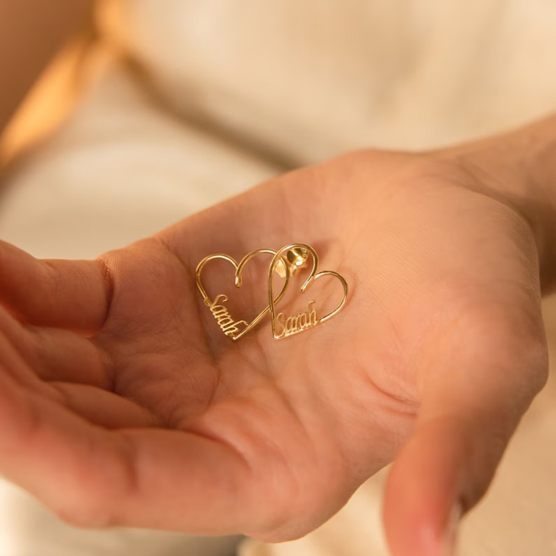 Personalized Name Earring Heart Shaped Special Gift for Wife
