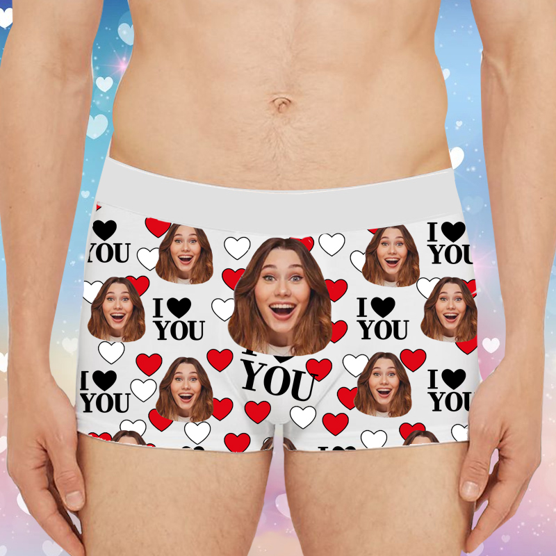 Personalisierte Foto Herren Unterwäsche Boxershorts Interessante Valentinstag Geschenk "Ich liebe dich"