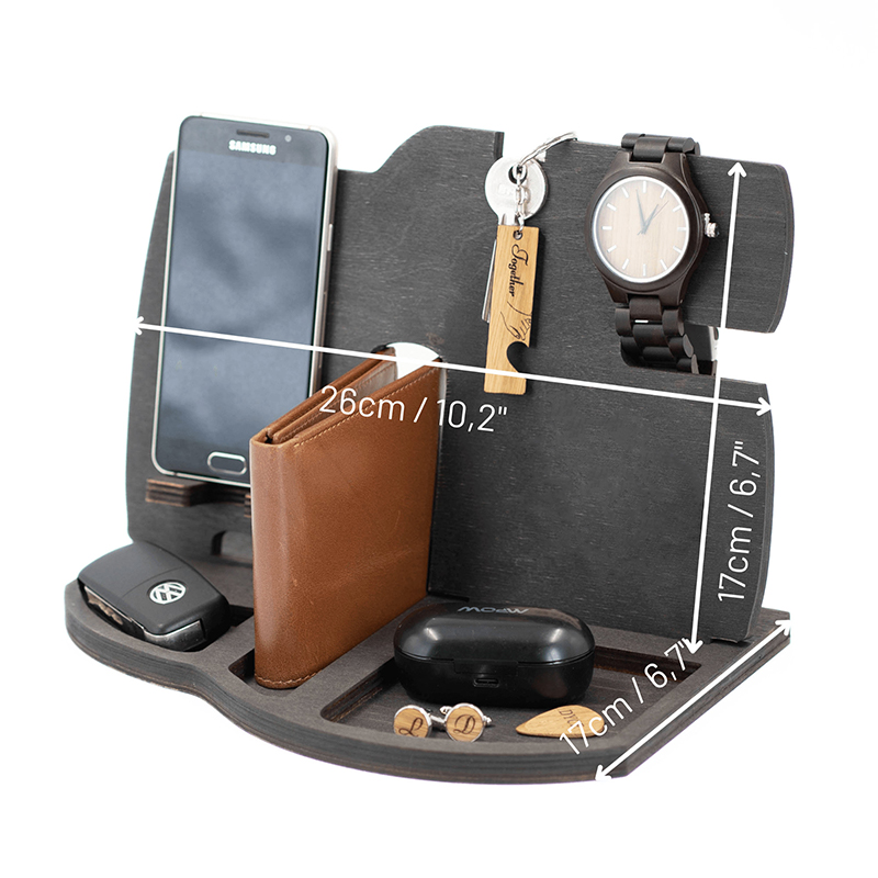 Personalized Desk Organizer Phone Docking Station Accessories Perfect Gift for Him Couple and Dad