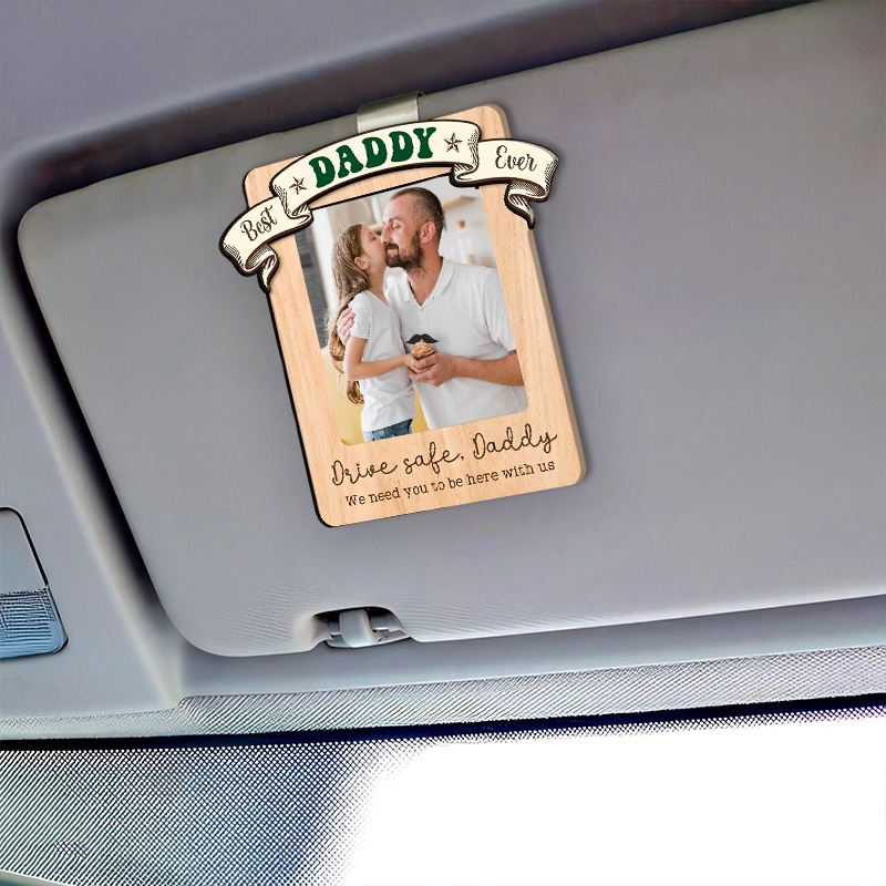 "Best Dad Ever" Personalized Car Visor Clip Customized Photo Gift for Dad