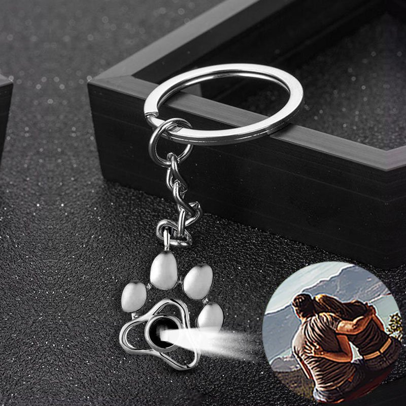 Personalized Pet Photo Projection Keychain - Paw