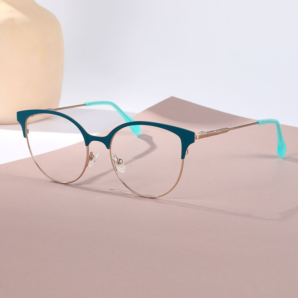 Sandra Browline Cat Eye Blue Glasses