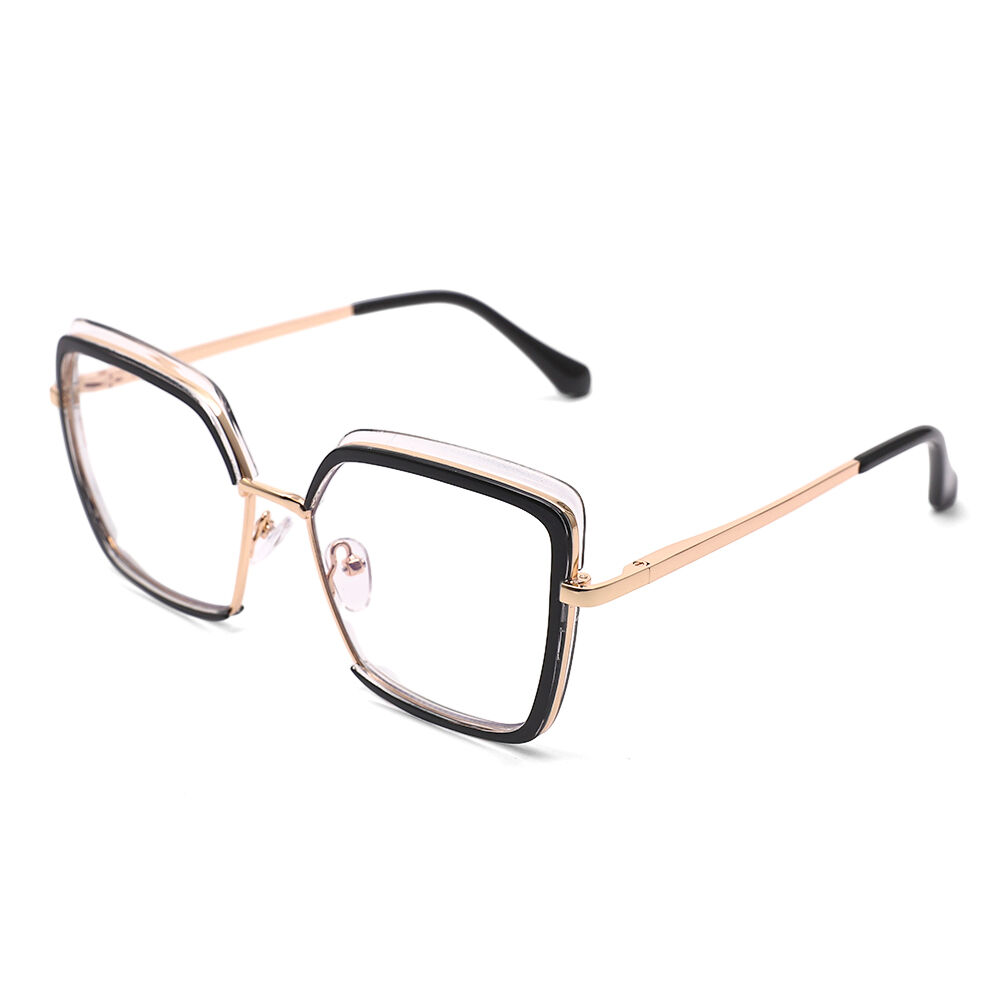 Deborah Geometric Black Clear Glasses