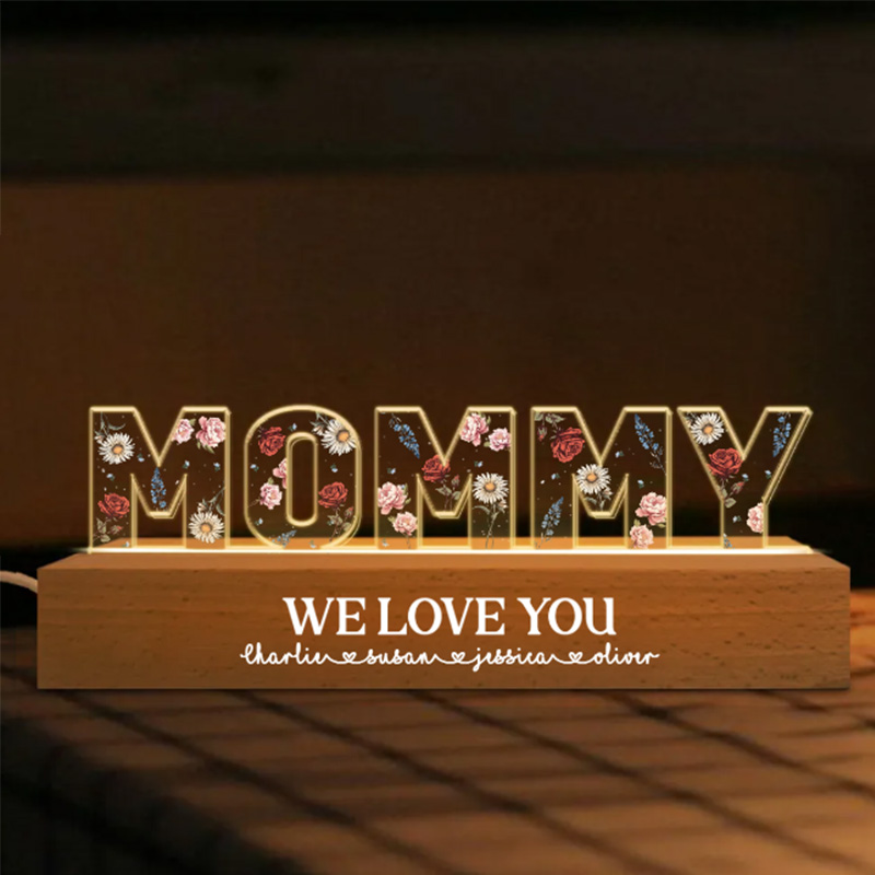 Personalized Letter Lights With Birthday Flowers Warm Mother's Day Gift