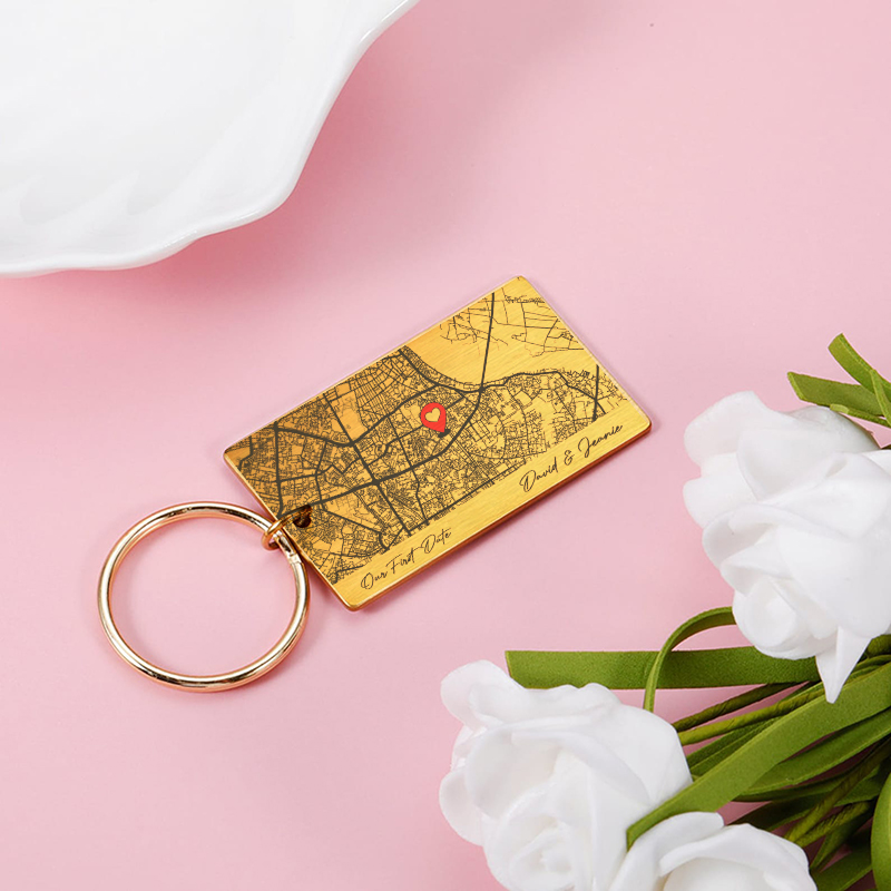 Personalized Map Keychain Special Gift for Family