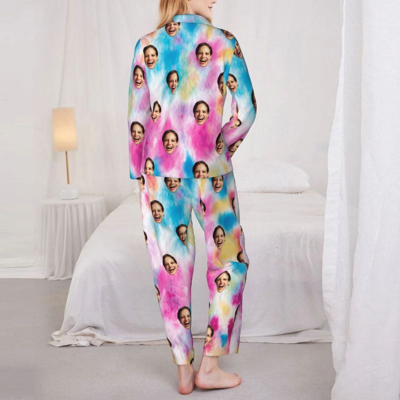 Personalized Pajamas Custom Photo Colorful Ink Drawing Style Design Artistic Gift for Her
