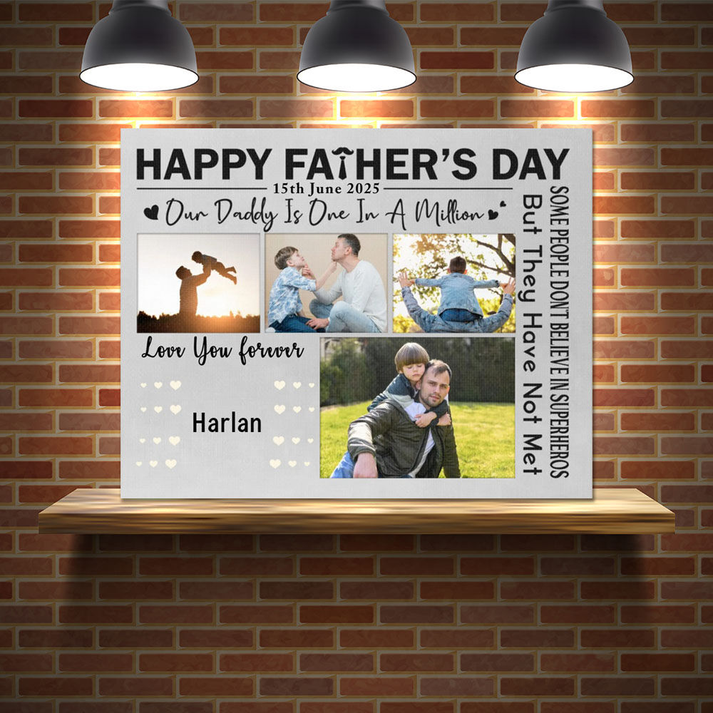 Personalized Picture Canvas Wall Art Best Gift for Dad "Happy Father's Day"