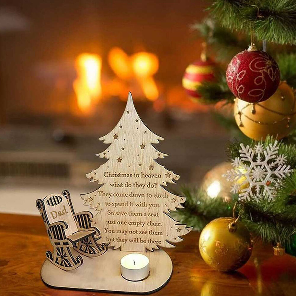 Custom Candle Holder Christmas in Heaven with Chair Memorial Gifts for Family Members