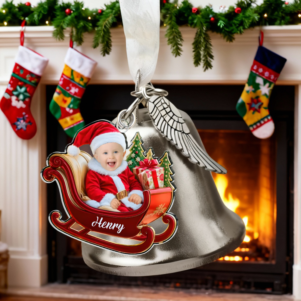 Personalized Picture Bell Ornament with Custom Name Exquisite Gift for Christmas