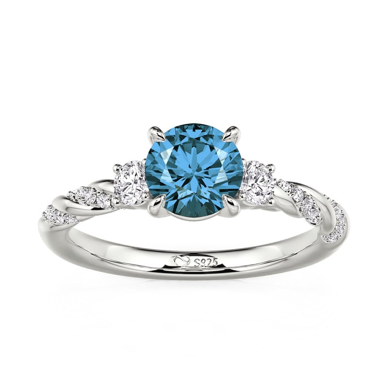 Jeulia Custom Three Stone Twisted Birthstone Engagement Ring