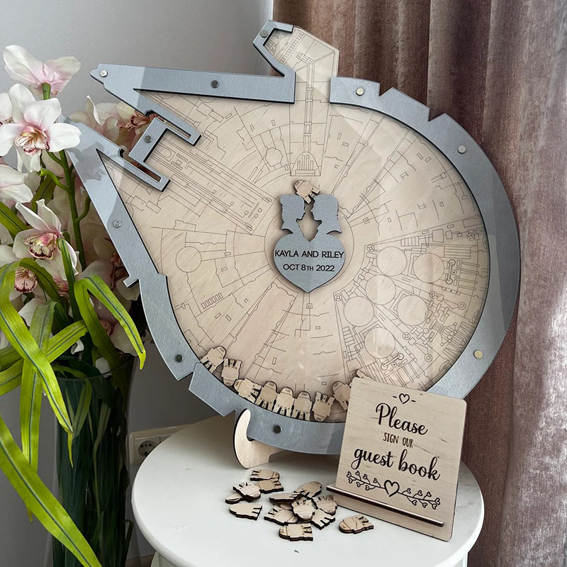 Personalized Starship Wooden Acrylic Custom Name Guest Book