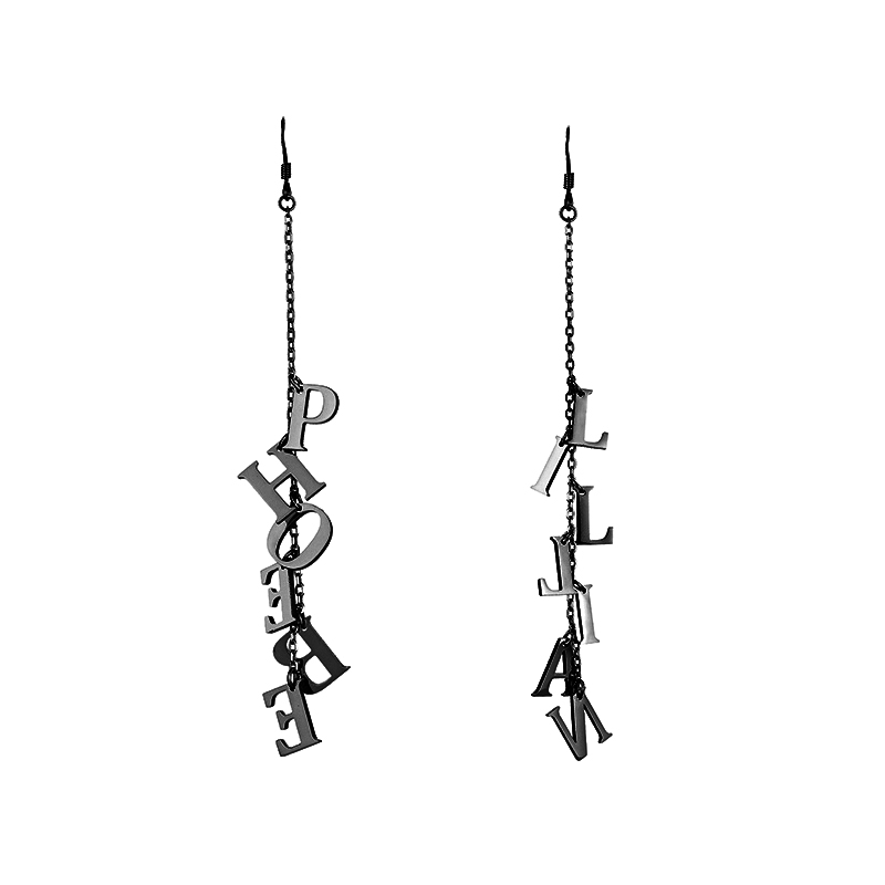 シンプル ロング ネーム ピアス 両耳用