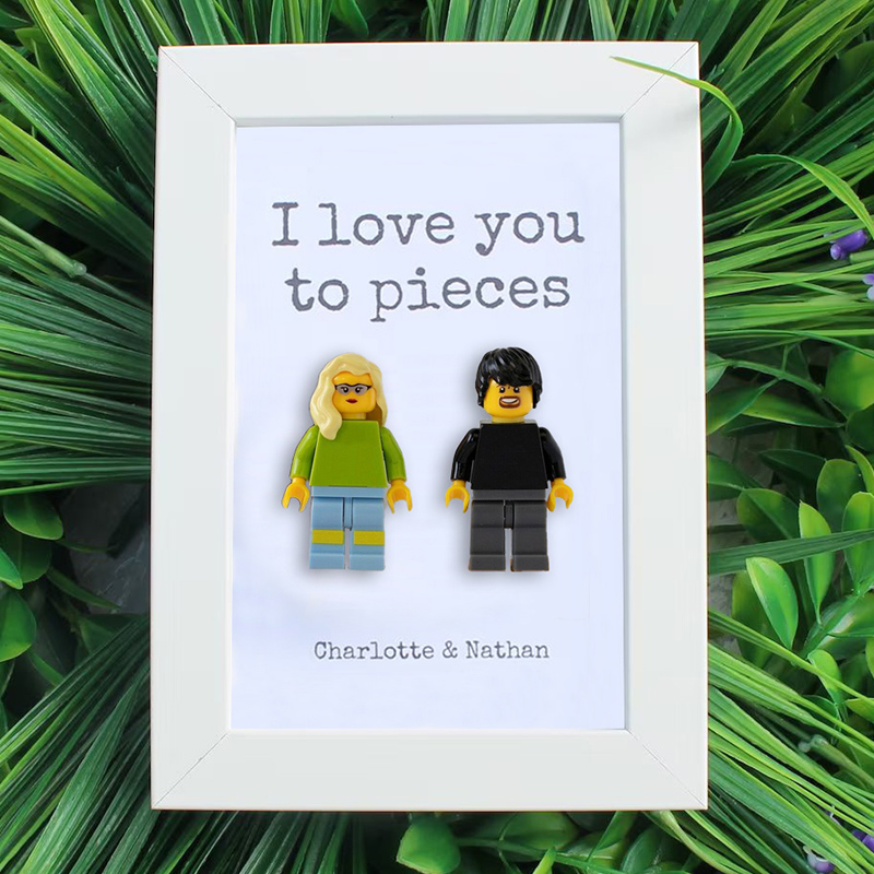 "I Love You To Pieces"Personalized Building Block Minifigure Frame Valentine's Day Gift