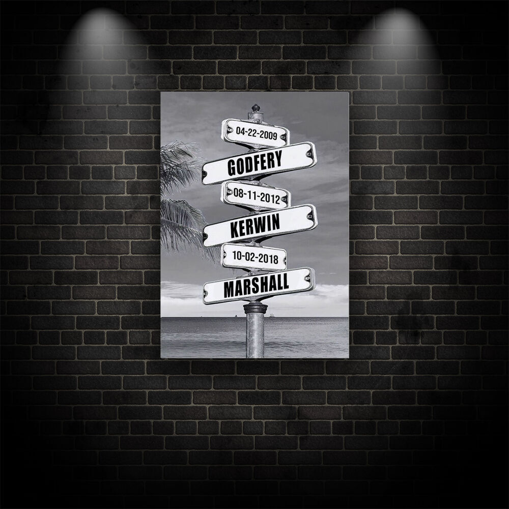 Personalized Name Canvas Wall Art Retro Street Sign Wonderful Gift for Family