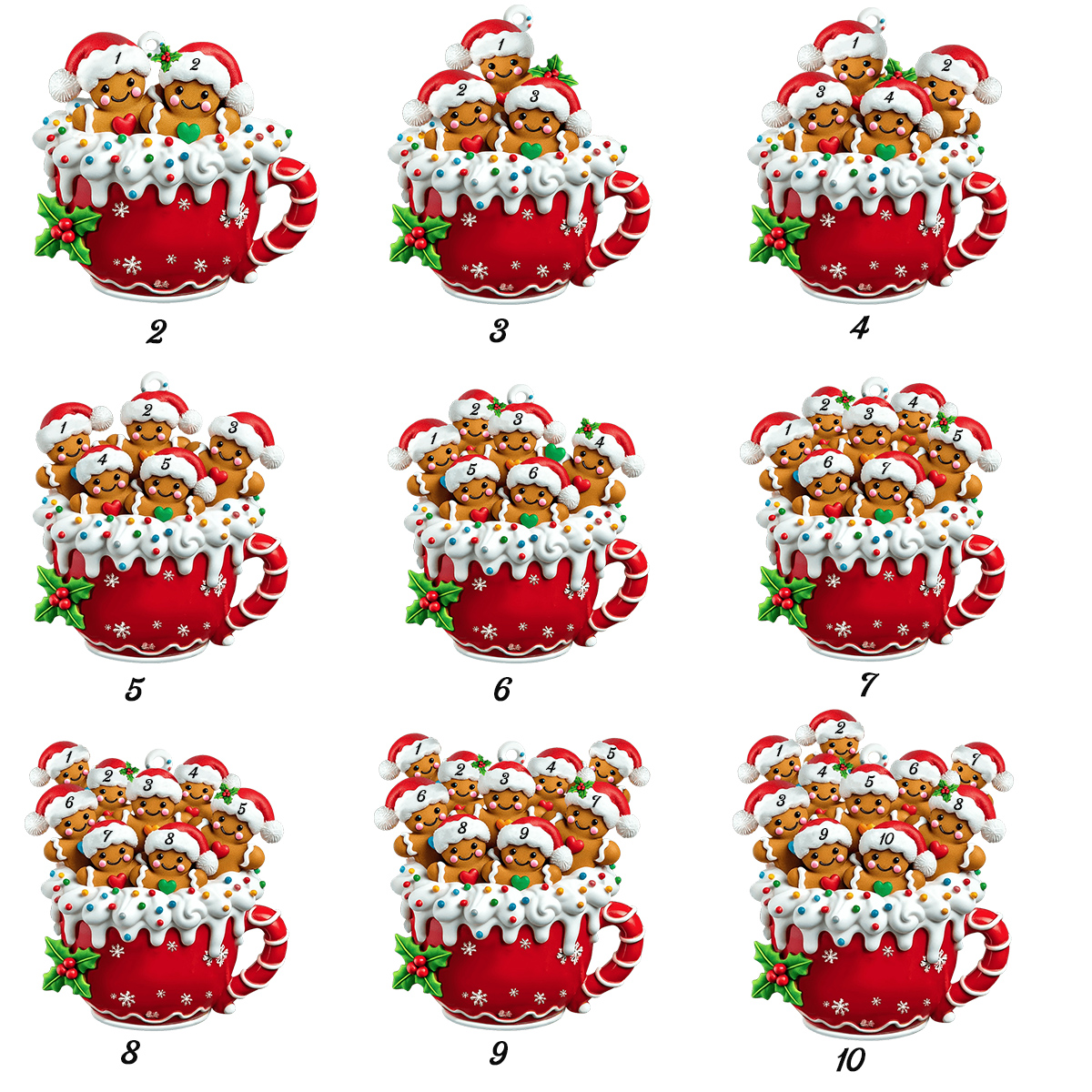 Personalized Gingerbread Man Ornaments with Your Family Name for Christmas Gifts