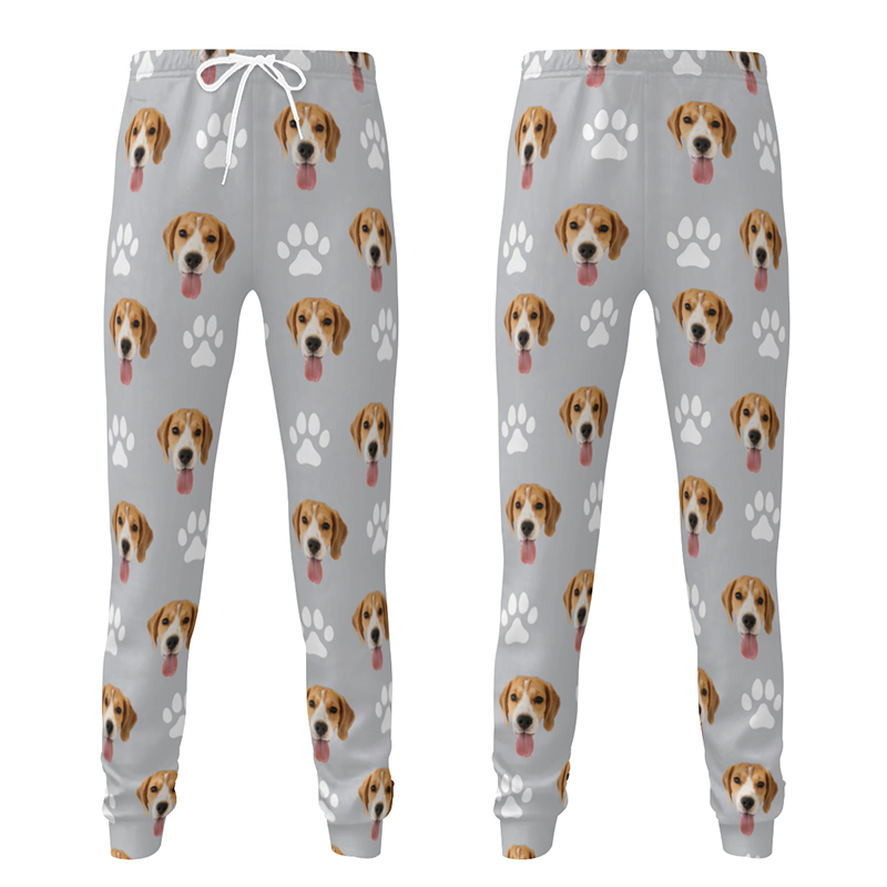 Personalized Unisex Sweatpants Custom Photo Paw Prints Design Great Gift for Pet Lovers