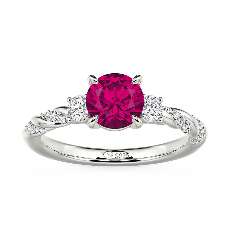 Jeulia Custom Three Stone Twisted Birthstone Engagement Ring