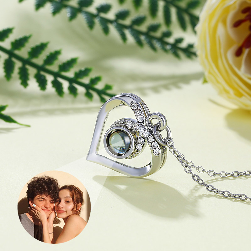 Personalized Photo Projection Necklace -Heart Love