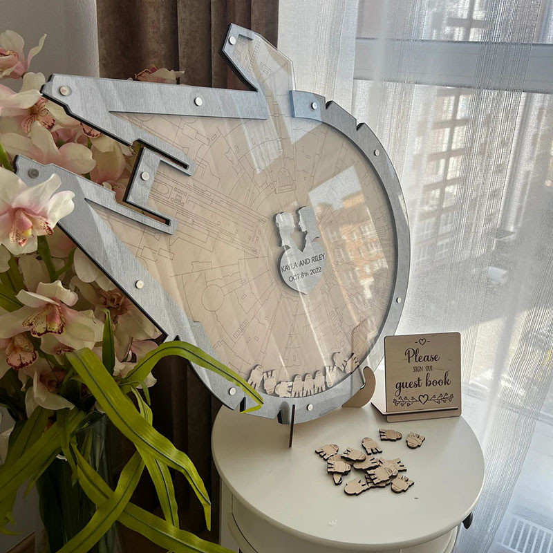 Personalized Starship Wooden Acrylic Custom Name Guest Book