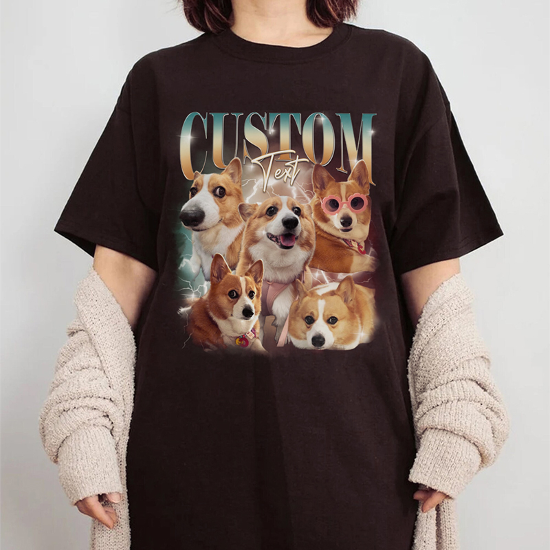Personalized T-shirt with Custom Photos Retro Style Vintage Design for Pet Lovers