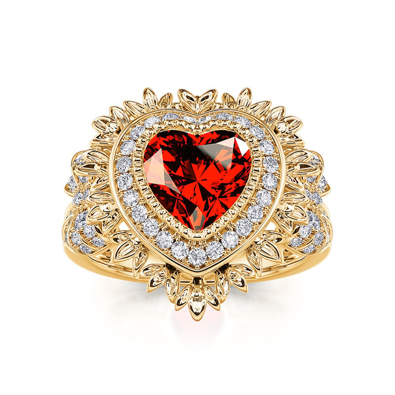 Jeulia "Radiant Love" Halo Heart Cut Sterling Silver Ring