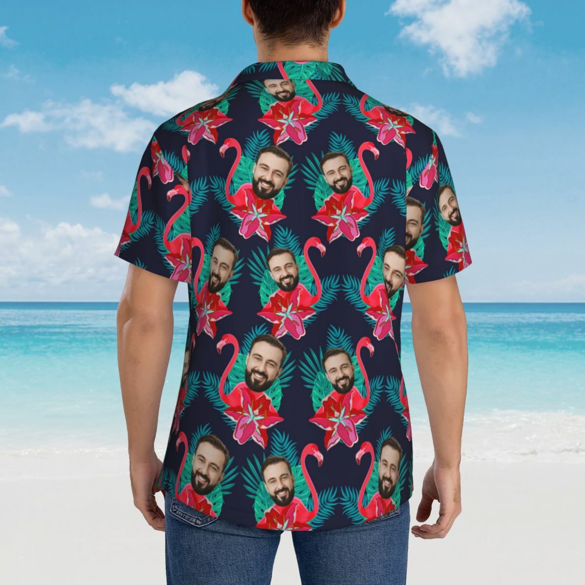 Custom Hawaiian Shirts Colorful Flamingo Aloha Beach Shirt for Men