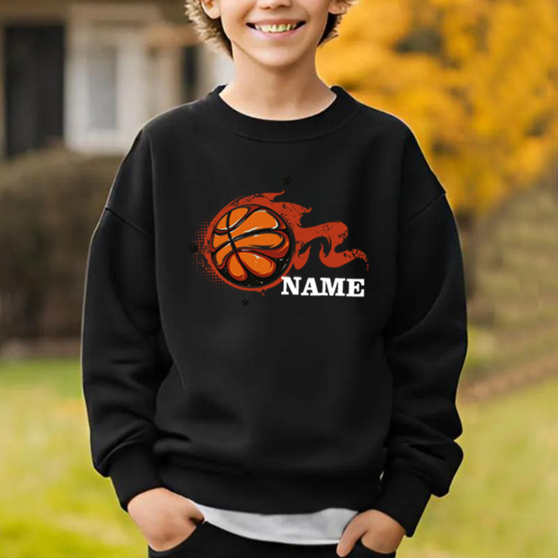 Personalized Kids Sweatshirts With Customized Names And Basketball Graphics For Sports Fanatics