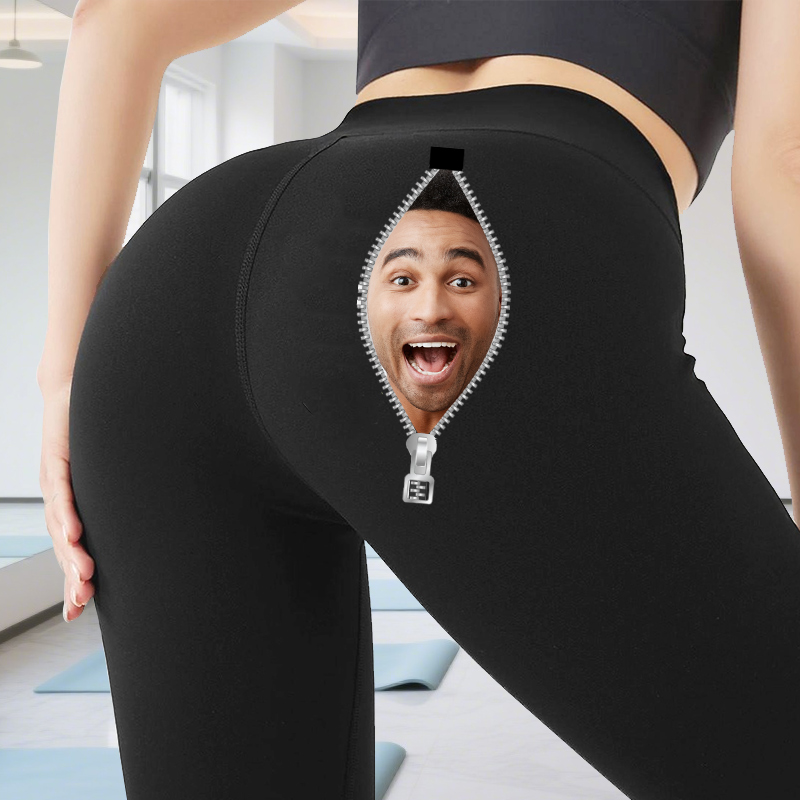 オーダーメイド レギンス 顔写真入り ジッパーデザイン  スパッツ