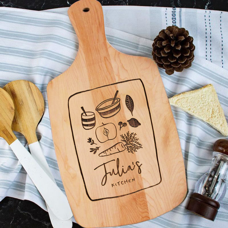Personalized Name Charcuterie Board with Food Pattern Interesting Present