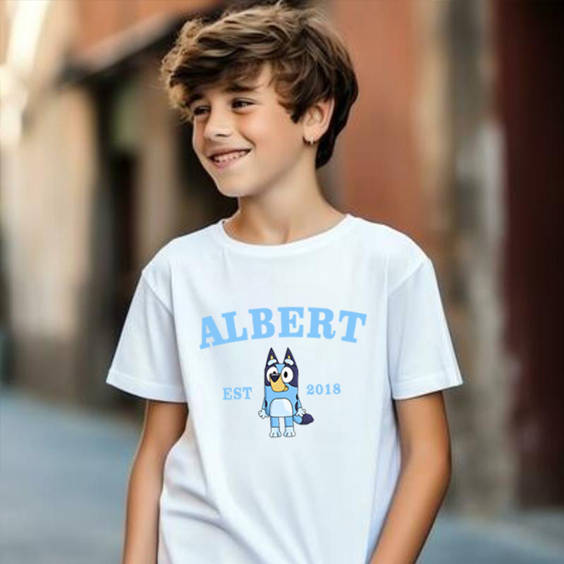 Personalized Children T-Shirt Customized Name And Year With Anime Pattern Special Gift For Boys