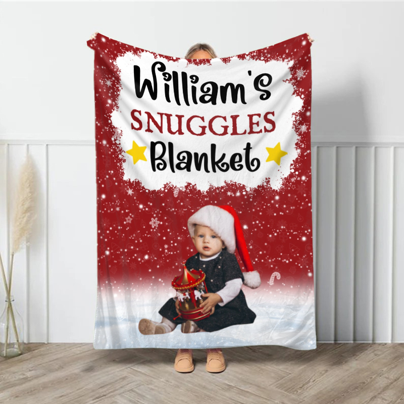 Personalized Picture Blanket with Star Pattern Special Gift for Christmas