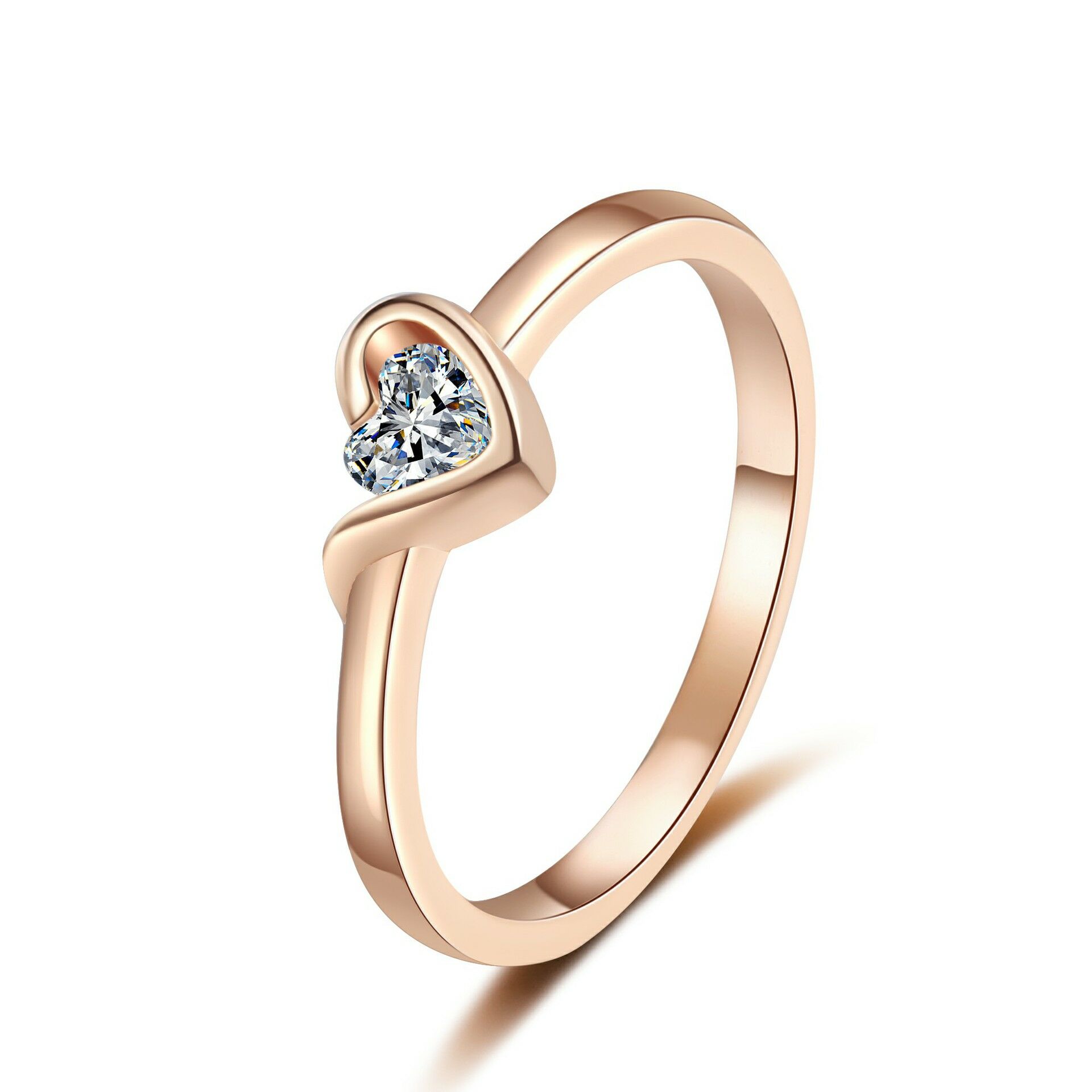 Jeulia Solitaire Heart Promise Ring Sterling Silver