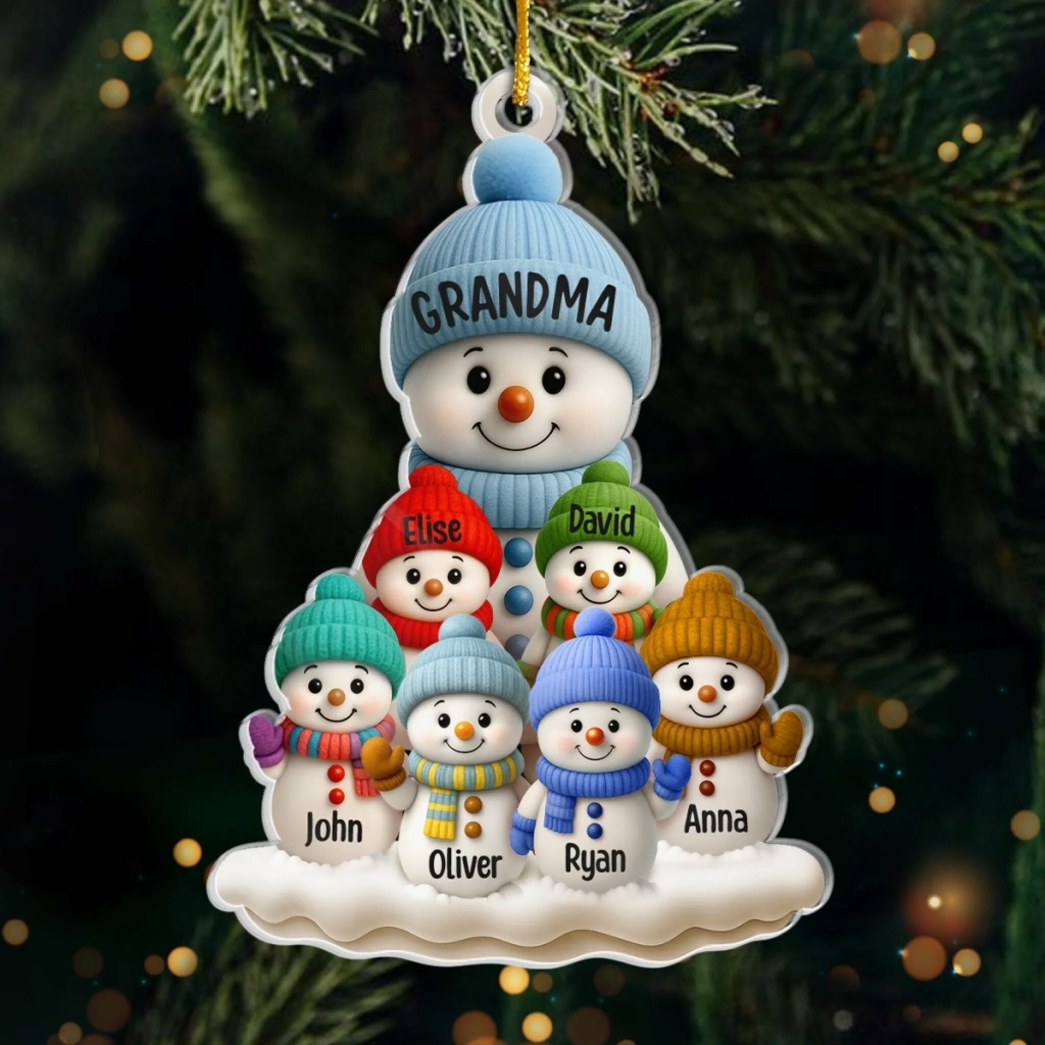 Personalized Snow Name Set Number Ornaments Christmas Gift for Grandma