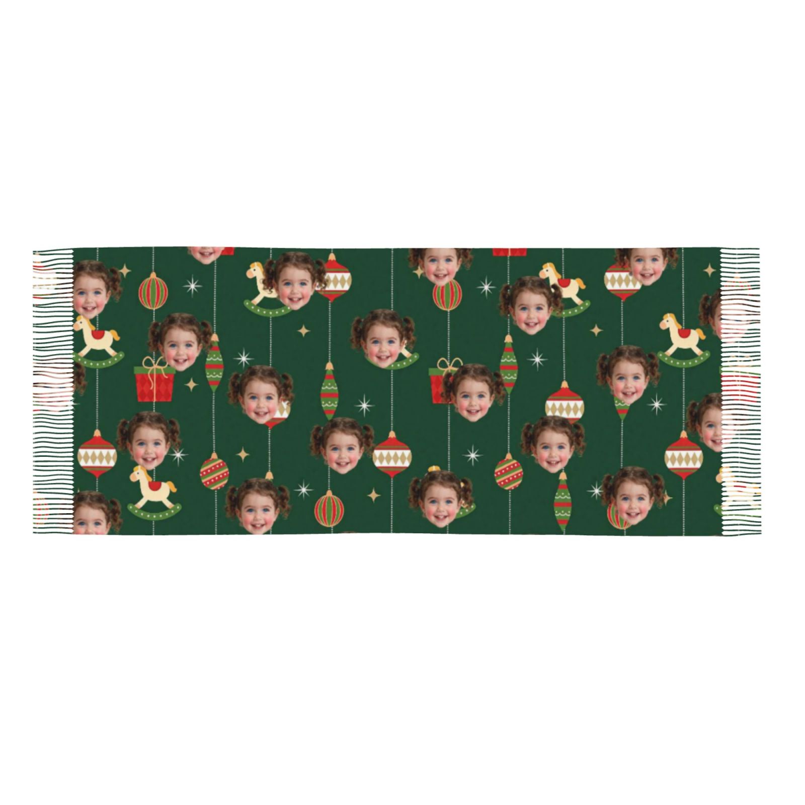 Personalized Scarf Add Face Photo Cartoon Christmas Cute Children's Scarf for Children