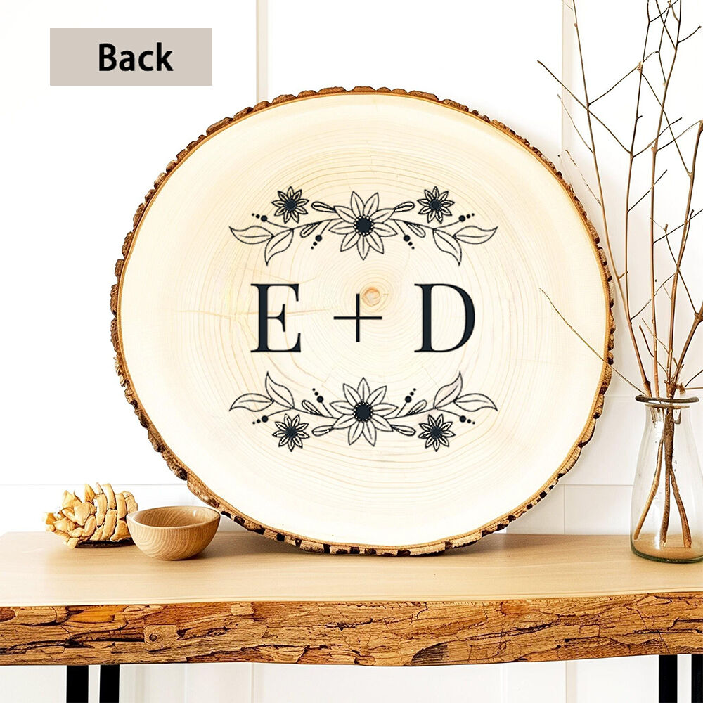 Personalized Couple Wood Picture Frame Initials and Photo can be Added