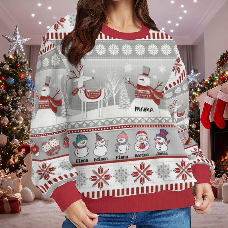 Personalisierter hässliche Weihnachtspullover Unisex Individuell gestalteter Pullover für Kinder mit niedlichem Schneemann-Design Kreatives Weihnachtsgeschenk für die Familie