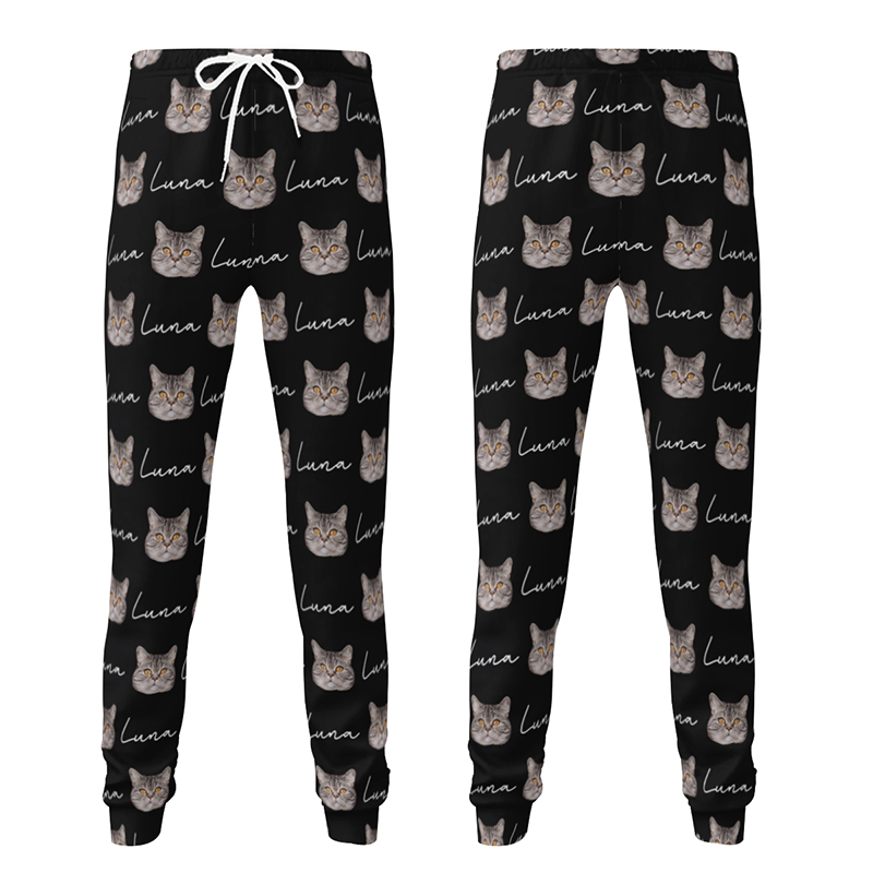 Pantalón deportivo unisex personalizado con foto y nombre de tu mascota. El regalo perfecto para los amantes de las mascotas.