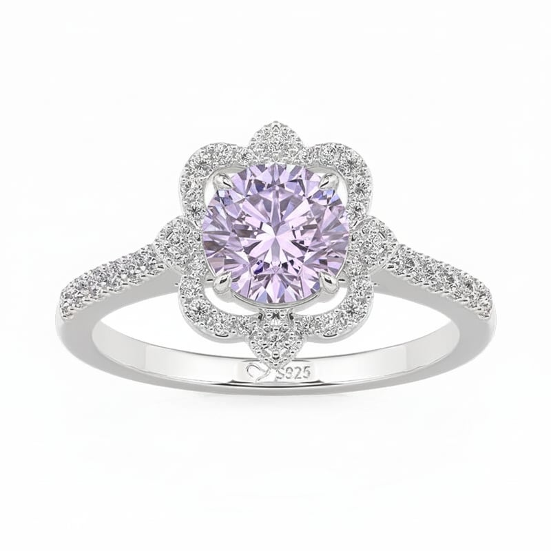 Jeulia Hollow Halo Custom Round Cut Engagement Ring with Birthstone