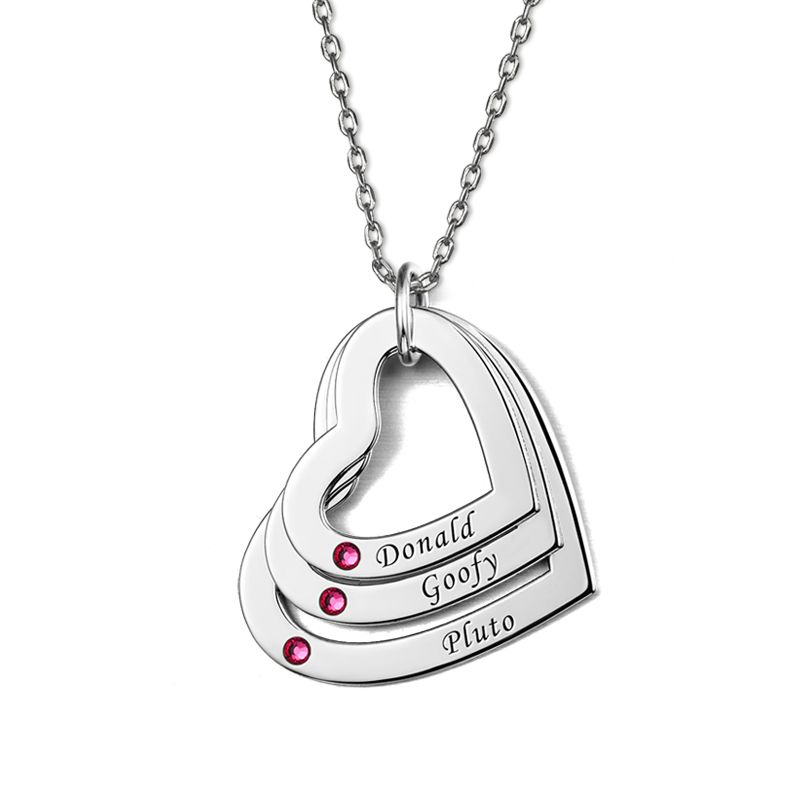 ハート ネーム 刻印 誕生石 ネックレス