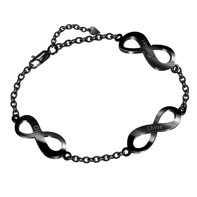 "Endless Love" Personalized Bracelet With Triple Infinity And Name