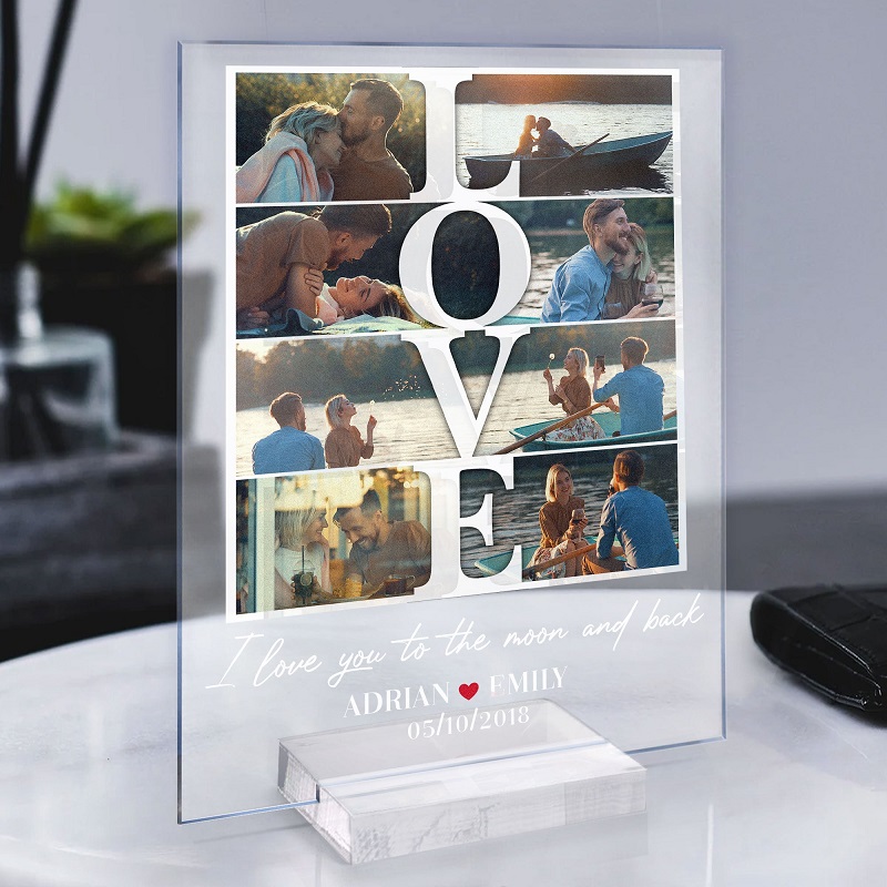 Gepersonaliseerde acryl fotoplaquette Love you to the moon and back Perfect cadeau voor geliefden