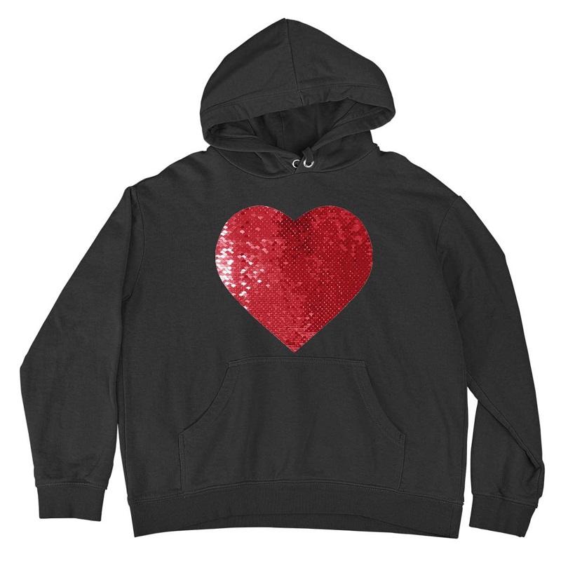 Personalized Hoodie Heart Shaped Sequin with Custom Photo Design Creative Gift for Couples